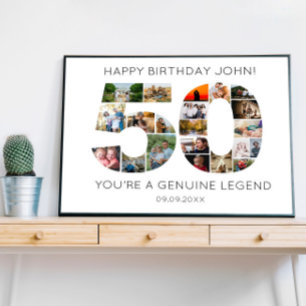 50 Years Photo Collage Birthday, party Poster
