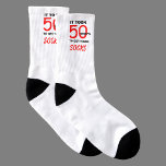 50 years to get socks 50th Birthday<br><div class="desc">He is 50 and he needs socks ...  surely he needs funny socks!  These socks say,  "It took 50 years to get these socks!"  Funny socks for a 50th birthday present for a man with a sense of humour.  Copyright Kathy Henis</div>