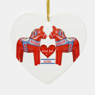 50 Years Together Dated Swedish Custom Heart Ceramic Tree Decoration