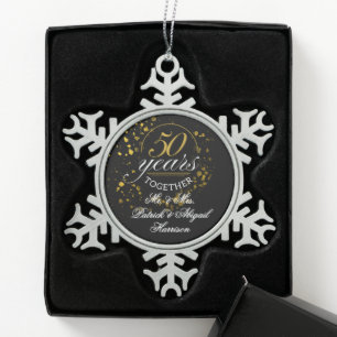 50 Years Together Golden Wedding Anniversary Gift Snowflake Pewter Christmas Ornament