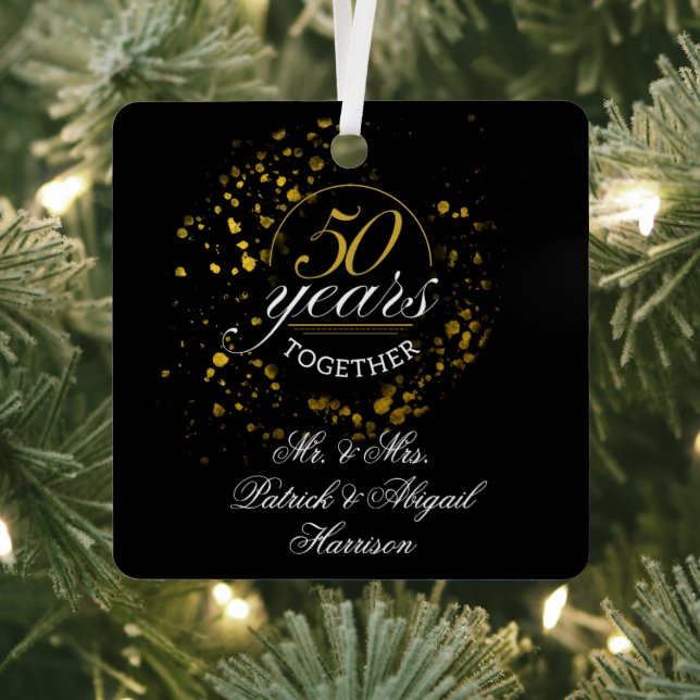 50 Years Together Wedding Anniversary Keepsake Metal Tree Decoration (Insitu)