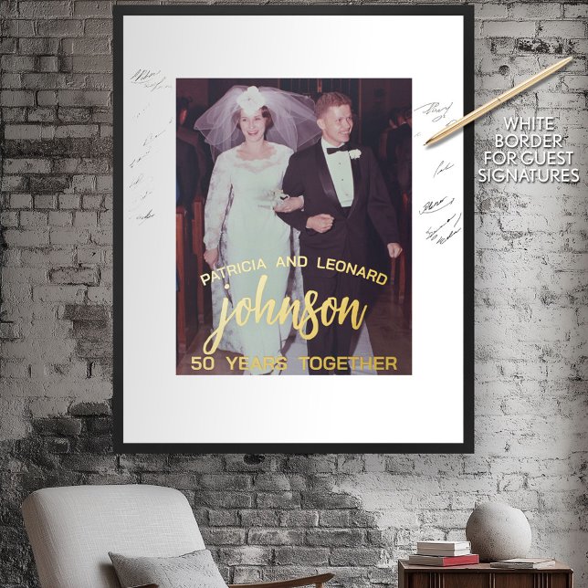 50 Years Together - Wedding Anniversary Photo Foil Prints (Guest Book Print)