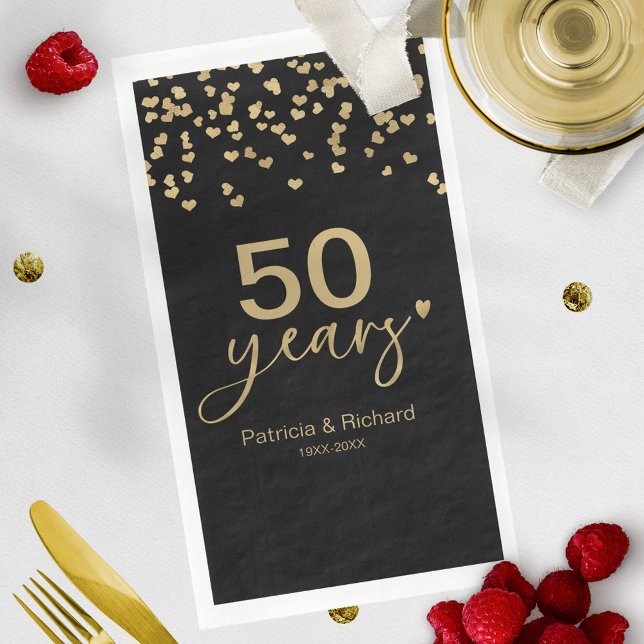 50 Years Wedding Anniversary Black And Gold Napkin (Creator Uploaded)