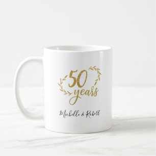 50 years wedding anniversary gift gold glitter coffee mug