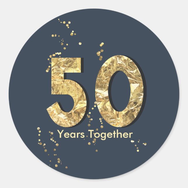 50 Years Wedding Anniversary Party Typography Classic Round Sticker (Front)