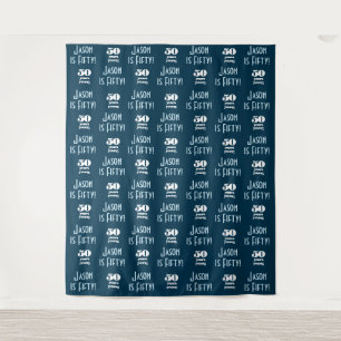 50 Years Young Party Backdrop Step and Repeat Tapestry