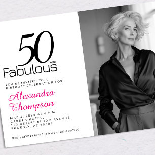 50and Fabulous Pink 50th Birthday Party Invitation