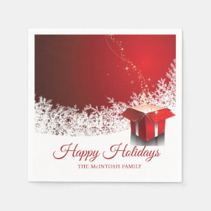 50pcs Red White Christmas Gift box surprise Napkin