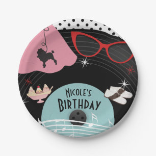 50's 1950's Record Theme Birthday Party Custom Paper Plate