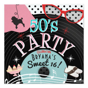 50s Theme Invitations Announcements Zazzle Au