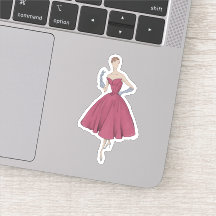 50s and 60s fashion illustration dress sticker