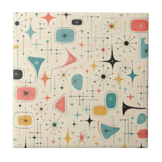 50s Atomic Starburst Ceramic Tile