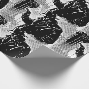 50s BW Graphic Comic Style Gritty Urban Detective Wrapping Paper