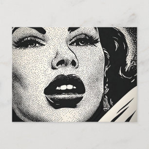 50s BW Graphic Comic Vintage Style Retro Dots Postcard