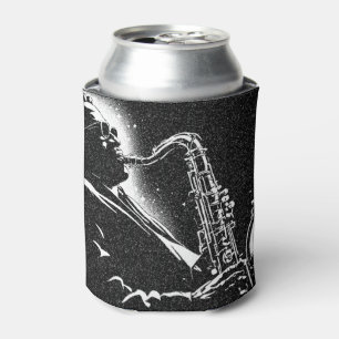 50s BW Graphic Style Saxophone Player Can Cooler