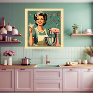 50s comic book style funny foodie diva kitchen poster