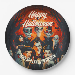 50s Costumes and Cocktails Vintage Halloween Party Paper Plate