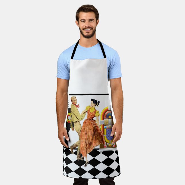 50's Diner Juke Box Records Couple Dancing  Apron (Worn)