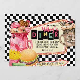 50's Diner Milkshake Party Invitation