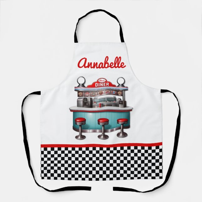 50's Diner Personalise Apron (Front)