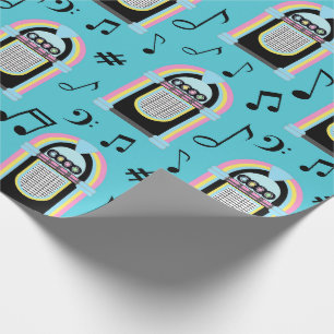 50s Diner Retro Music Sock Hop Vintage Jukebox Wrapping Paper