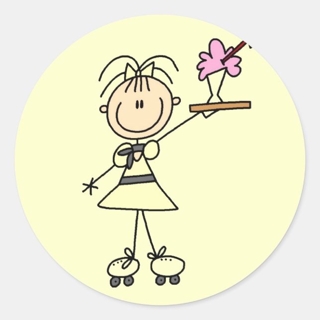 50's Drive-In Waitress T-shirts and Gifts Classic Round Sticker (Front)