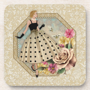50's Glamour coasters with cork back - set of 6
