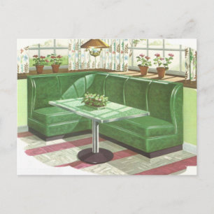 50s Green Kitchen Booth Postcard