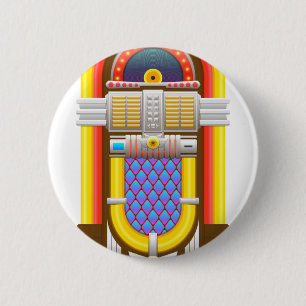 50s old fashioned jukebox 6 cm round badge