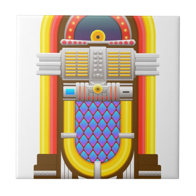 50s old fashioned jukebox ceramic tile (Front)