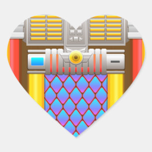 50s old fashioned jukebox heart sticker