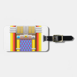 50s old fashioned jukebox luggage tag