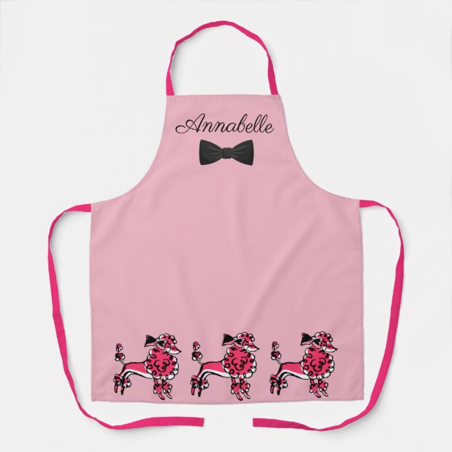 50's Pink Poodles Personalise Apron (Front)