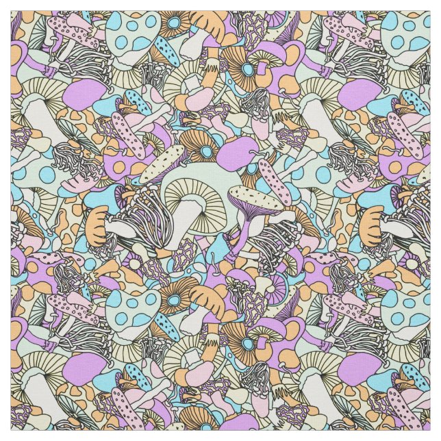 50s psychedelic mushrooms fabric (Swatch)