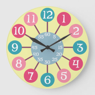 50s Retro Atomic Starburst Midcentury Modern Large Clock