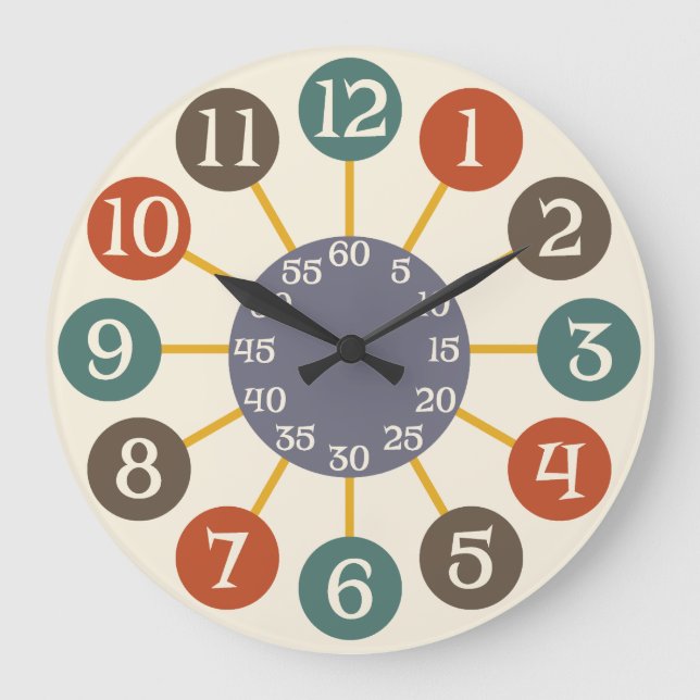 50s Retro Atomic Starburst Midcentury Modern Large Clock (Front)