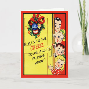 50s Retro Christmas Cheer Christmas Holiday Card