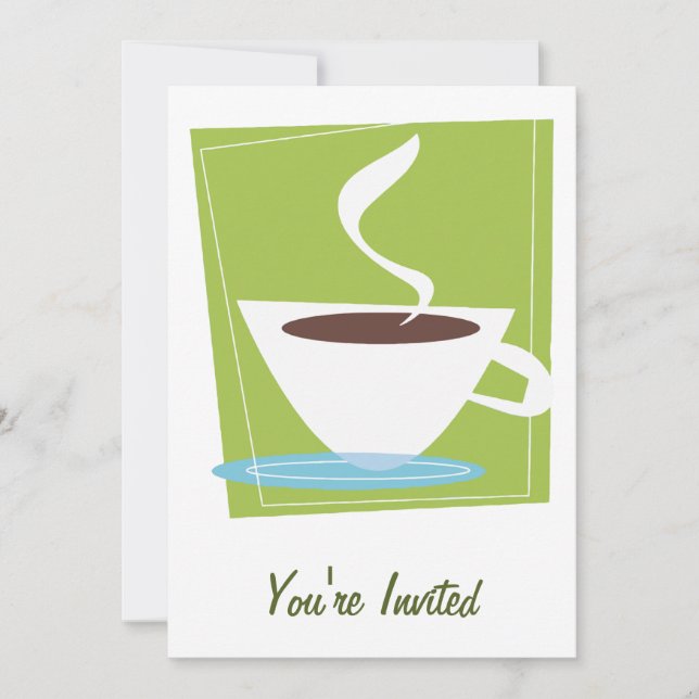 50s Retro Coffe Cup Graphic Invitation (Front)