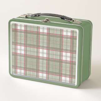 50s retro green tartan lunchbox