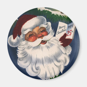 50s Retro Jolly Santa Claus, Vintage Christmas Magnet