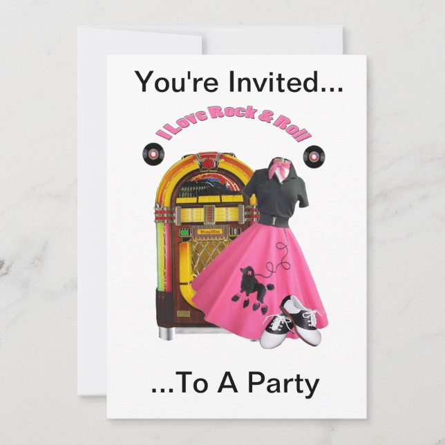 50's Rock & Roll Party Invitation (Front)