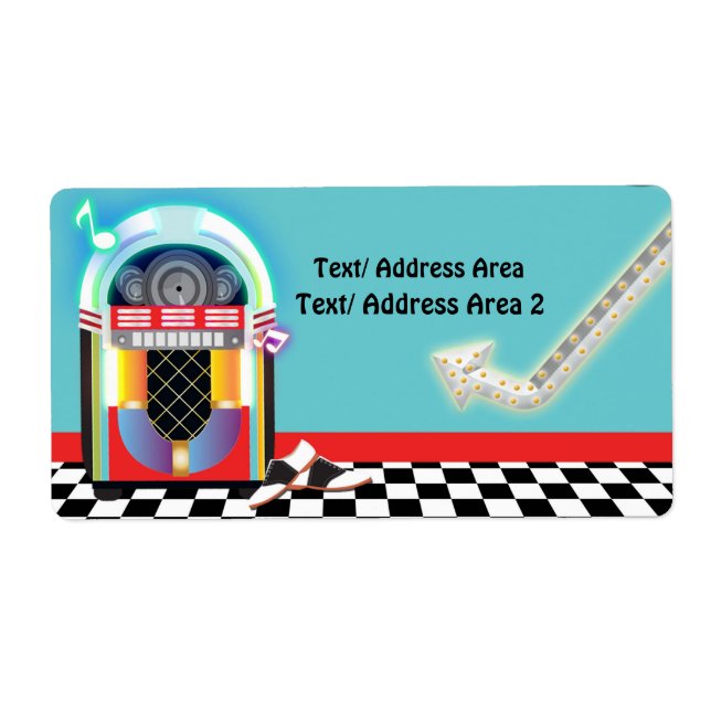 50's Sock Hop Dance Jukebox Party Package Label (Front)