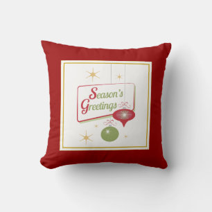 50's Style Christmas Graphic Season's Greetings Cushion