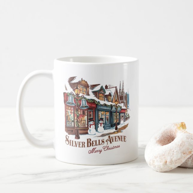 50s-style Christmas town Coffee Mug (With Donut)