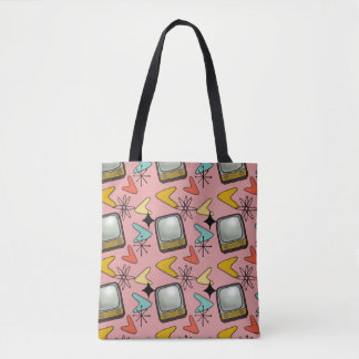 50s Style TV and Retro Boomerangs Tote Bag