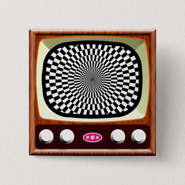 50s Television Op Art 15 Cm Square Badge (Front)