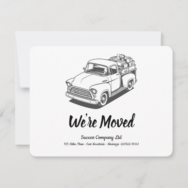 50's Truck B&W Personalise Office Address Announcement (Front)