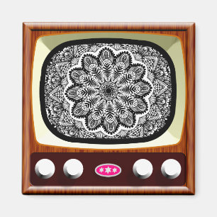 50s TV Living Black and White Magnet