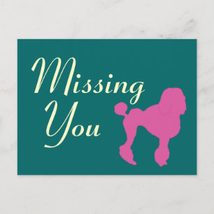 50s Vintage Pink Felt Poodle Postcard