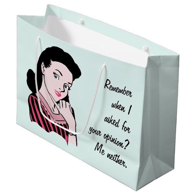 50s Woman Sarcasm Large Gift Bag (Front Angled)